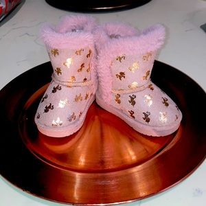 Olivia miller pink suede and rose gold winter boots